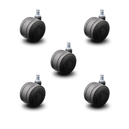 Service Caster 3" Black Soft Wheel Grip Ring Office Chair Casters, PK5 SCC-GR02S75-TPR-BLK-716-5